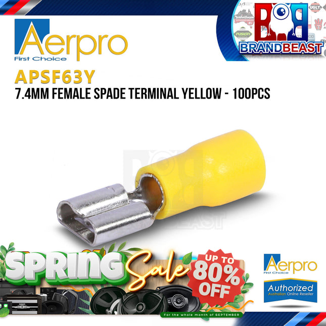 Aerpro APSF63Y 7.4mm Female Spade Terminal Yellow - 100pcs