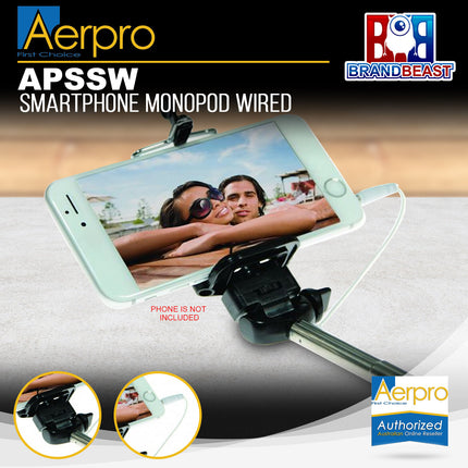 Aerpro APSSW Smartphone Monopod Wired with Built In Shutter Function