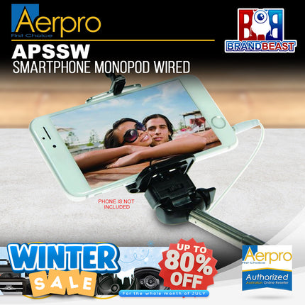 Aerpro APSSW Smartphone Monopod Wired with Built In Shutter Function