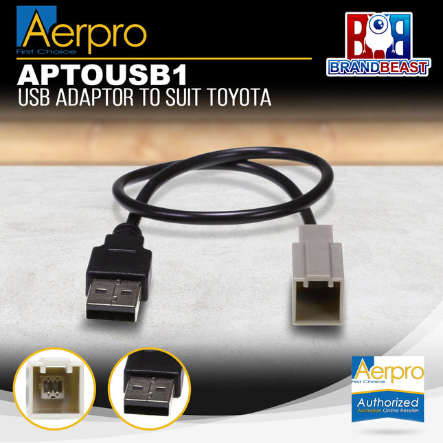 Aerpro APTOUSB1 260mm Factory USB Adaptor Cable For Select Toyota/Lexus Vehicles