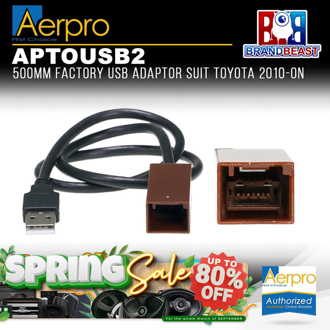 Aerpro APTOUSB2 500mm Factory USB Adaptor Suit Toyota 2010-ON