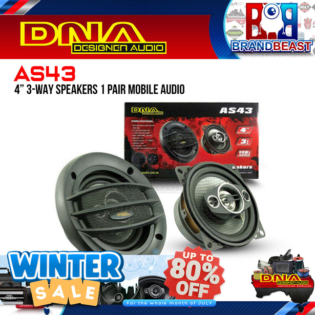 DNA AS43 4" 120W 3-Way Mobile Audio Speaker - Pair