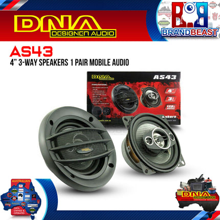 DNA AS43 4" 120W 3-Way Mobile Audio Speaker - Pair