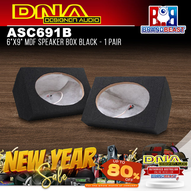 DNA ASC691B 6x9 Inch MDF Speaker Box Black - 1 Pair