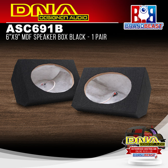DNA ASC691B 6x9 Inch MDF Speaker Box Black - 1 Pair