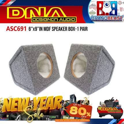 DNA ASC691 6x9&quot; Grey MDF Mobile Audio Sealed Speaker Boxes - 1 Pair