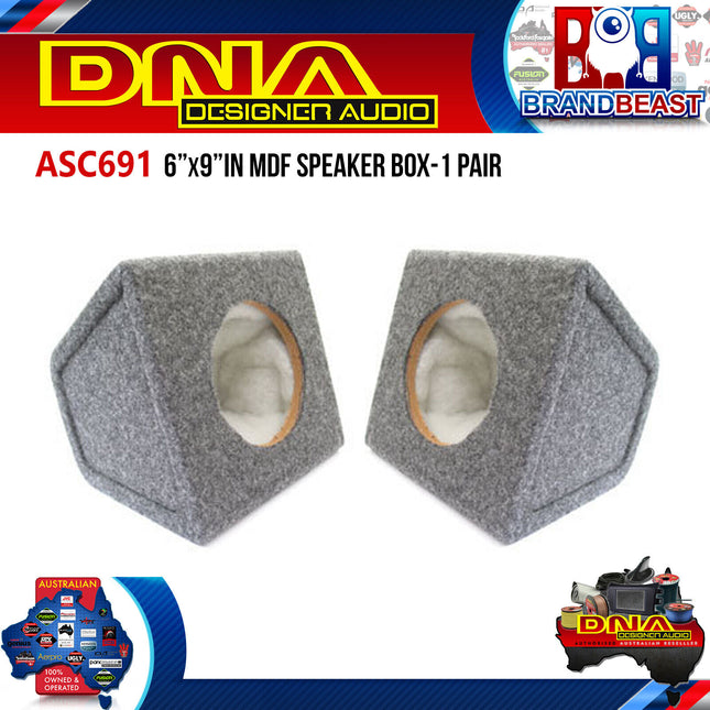 DNA ASC691 6x9" Grey MDF Mobile Audio Sealed Speaker Boxes - 1 Pair
