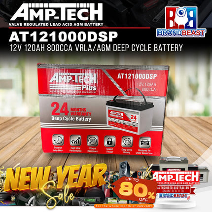 Amp-Tech AT121000DSP 12V 120Ah 800CCA VRLA/AGM Plus Deep Cycle Battery