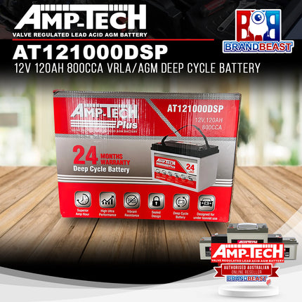 Amp-Tech AT121000DSP 12V 120Ah 800CCA VRLA/AGM Plus Deep Cycle Battery