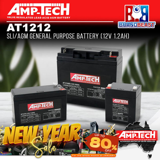 Amp-Tech AT1212 SLI/AGM General Purpose Battery (12V 1.2Ah)