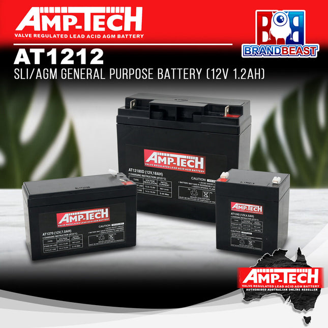 Amp-Tech AT1212 SLI/AGM General Purpose Battery (12V 1.2Ah)