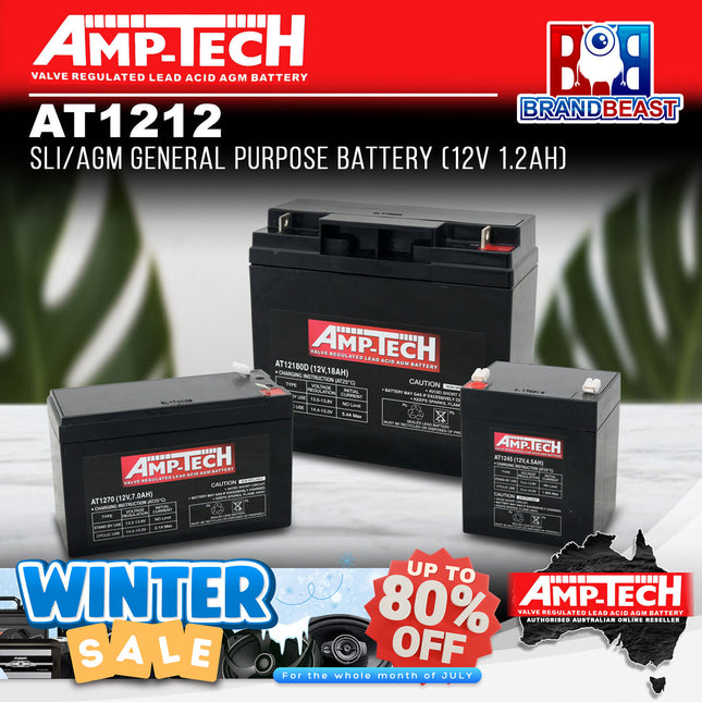 Amp-Tech AT1212 SLI/AGM General Purpose Battery (12V 1.2Ah)