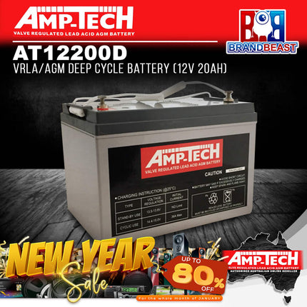 Amp-Tech AT12200D VRLA/AGM Deep Cycle Battery (12V 20Ah)