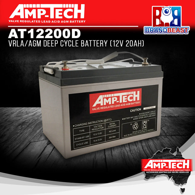 Amp-Tech AT12200D VRLA/AGM Deep Cycle Battery (12V 20Ah)