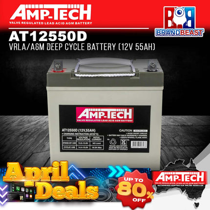 Amp-Tech AT12550D VRLA/AGM Deep Cycle Battery (12V 55Ah)