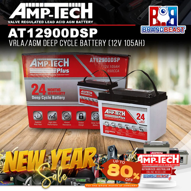 Amp-Tech AT12900DSP VRLA/AGM Deep Cycle Battery (12V 105Ah)