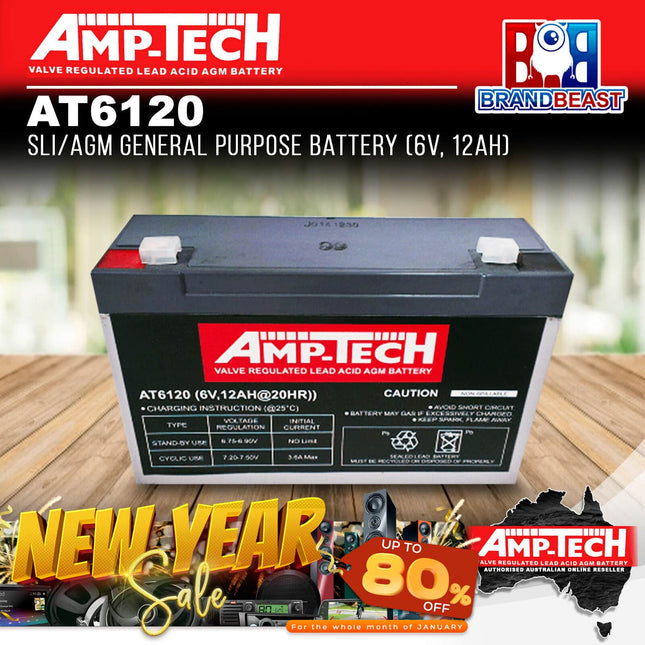 Amp-Tech AT6120 SLI/AGM General Purpose Battery (6V, 12Ah)