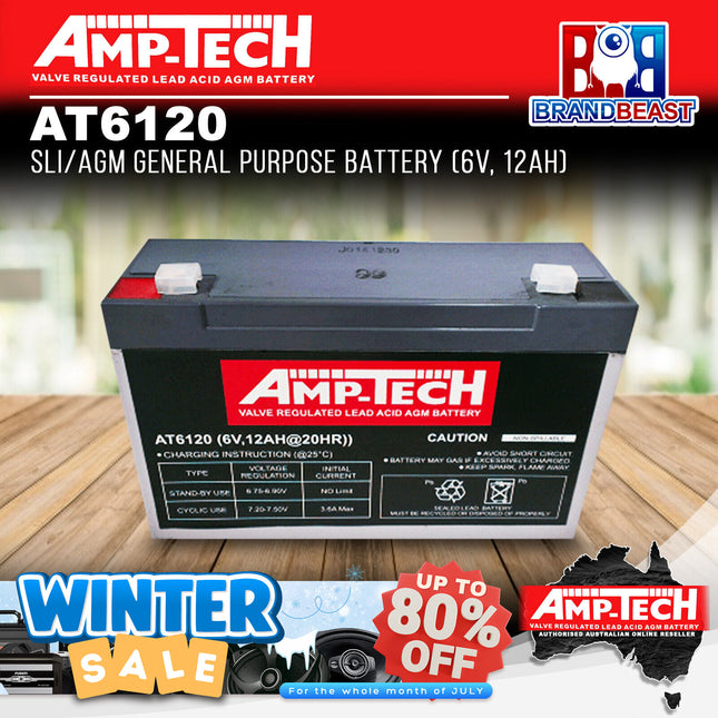 Amp-Tech AT6120 SLI/AGM General Purpose Battery (6V, 12Ah)