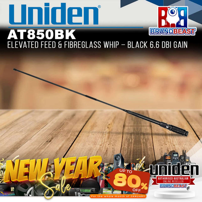 Uniden AT850BK Elevated Feed & Fibreglass Whip ‚Äì Black 6.6 dBi Gain