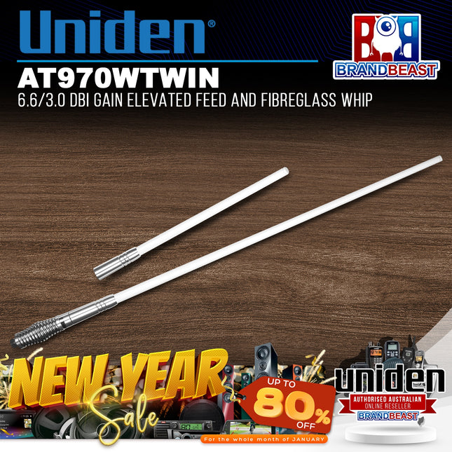 Uniden AT970WTWIN 6.6/3.0 dBi Gain Elevated Feed and Fibreglass Whip