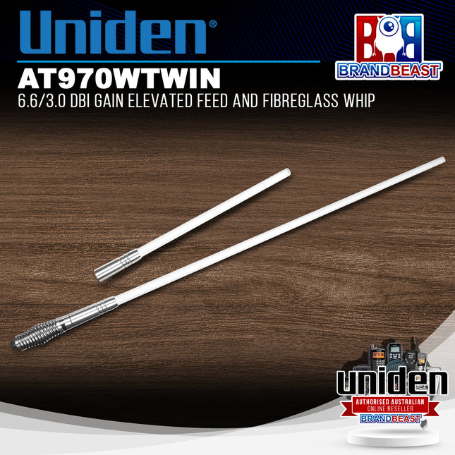 Uniden AT970WTWIN 6.6/3.0 dBi Gain Elevated Feed and Fibreglass Whip