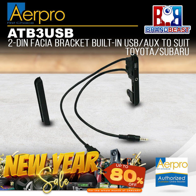 Aerpro ATB3USB 2DIN Facia Kit Brackets With USB/AUX Suit Toyota Various Models