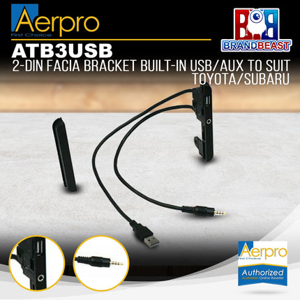 Aerpro ATB3USB 2DIN Facia Kit Brackets With USB/AUX Suit Toyota Various Models