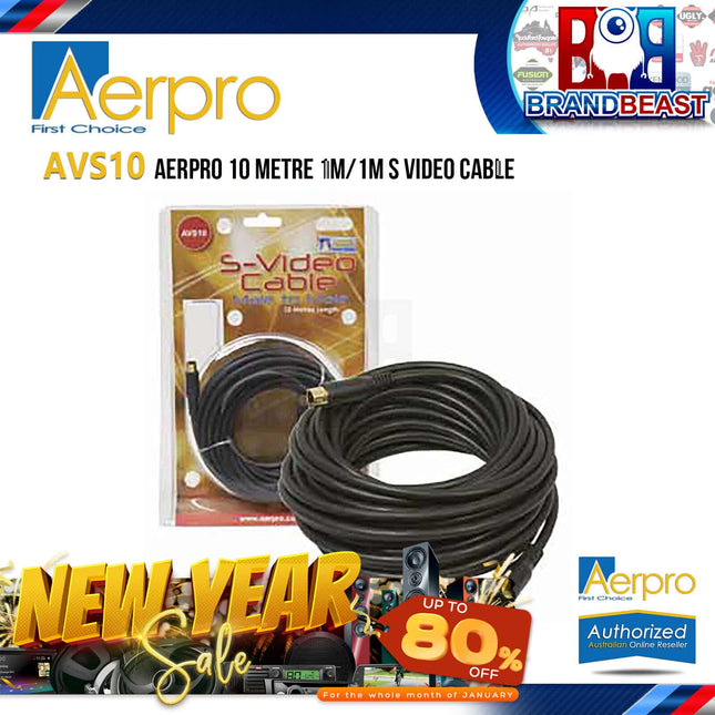 Aerpro AVS10 10 Metre 1 Male to 1 Male S-Video Cable