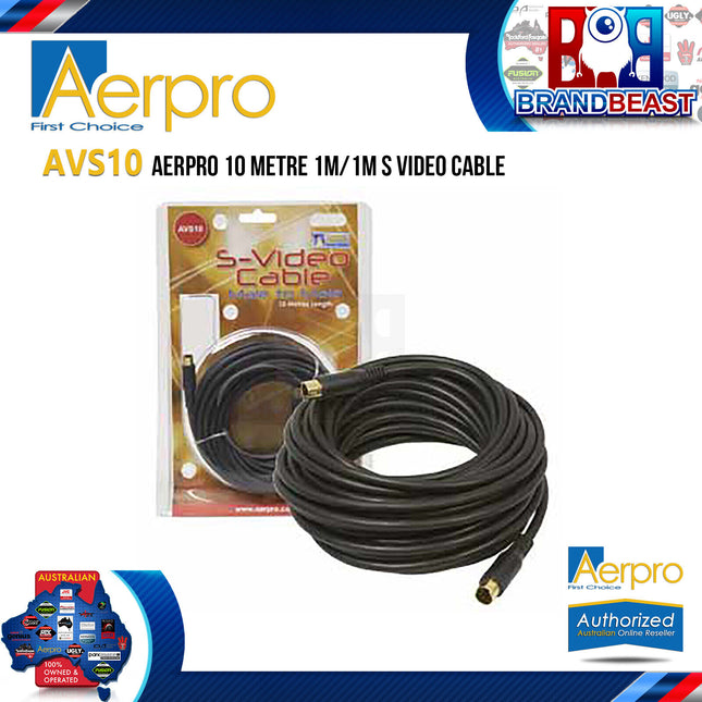 Aerpro AVS10 10 Metre 1 Male to 1 Male S-Video Cable