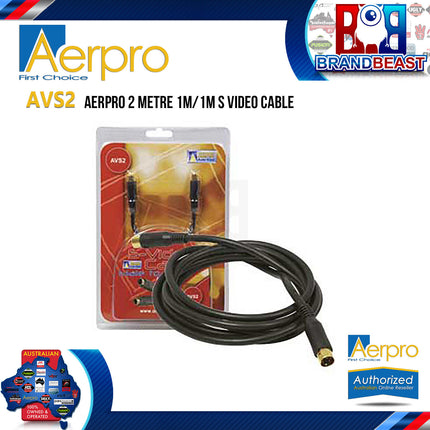 Aerpro AVS2 2 Metre 1 Male to 1 Male S-Video Cable