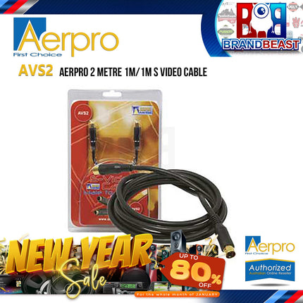 Aerpro AVS2 2 Metre 1 Male to 1 Male S-Video Cable