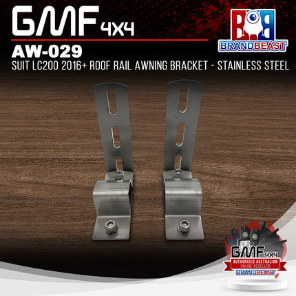 GMF4x4 AW-029 Stainless Steel Roof Rail Awning Bracket To Suit LC200 2016+