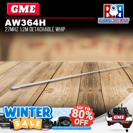 GME AW364H 1200mm Marine 27mhz Antenna Whip - White