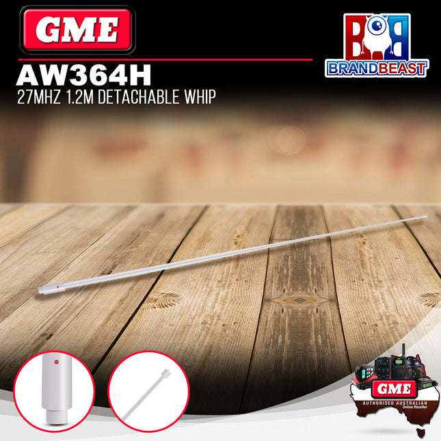 GME AW364H 1200mm Marine 27mhz Antenna Whip - White