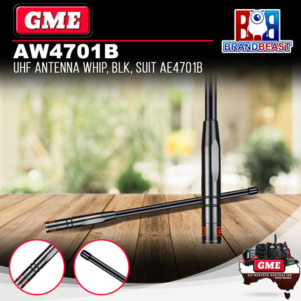 GME AW4701B UHF Antenna Whip Black Suits AE4701B