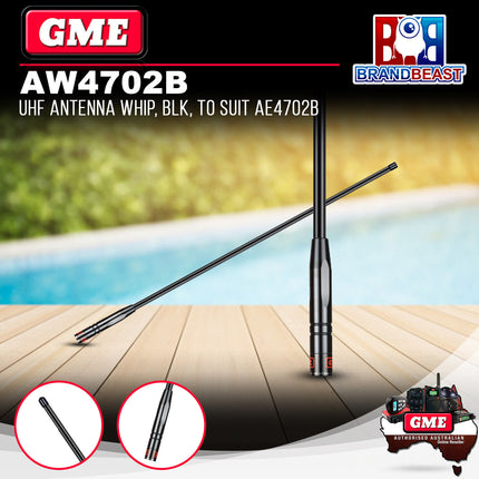 GME AW4702B 960mm Antenna Whip 6.6dbi Gain Black