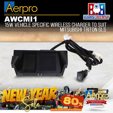 Aerpro AWCMI1 15W Wireless Smartphone Charger Suit Mitsubishi Triton 2019 - ON