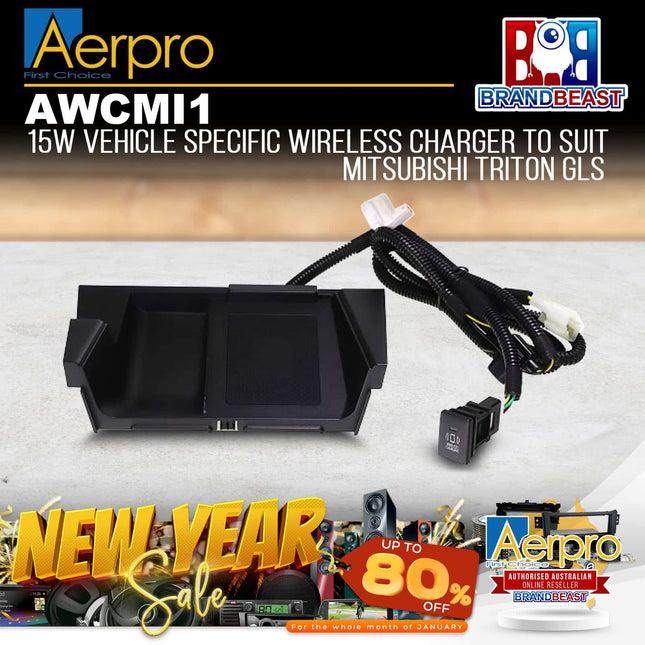 Aerpro AWCMI1 15W Wireless Smartphone Charger Suit Mitsubishi Triton 2019 - ON