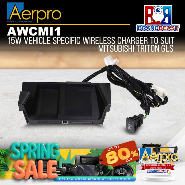 Aerpro AWCMI1 15W Wireless Smartphone Charger Suit Mitsubishi Triton 2019 - ON