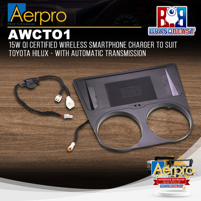 Aerpro AWCTO1 15W Wireless Smartphone Charger Suit Toyota Hilux 2015 - 2020