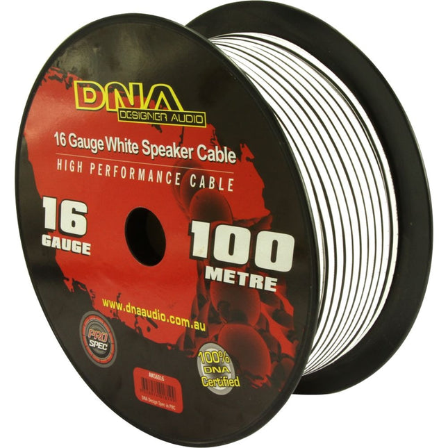 DNA AWS6016 100m of 16 Gauge White Speaker Cable