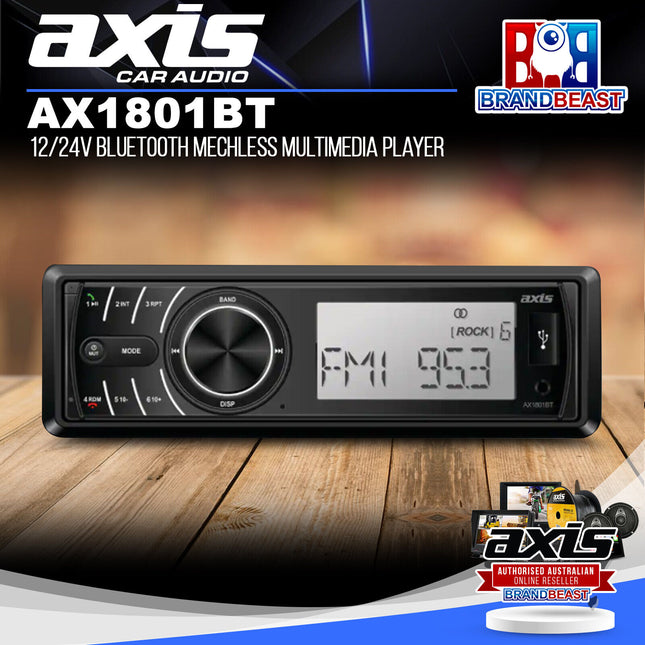 Axis AX1801BT 12/24V Bluetooth Mechless Multimedia Player