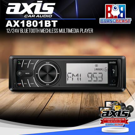 Axis AX1801BT 12/24V Bluetooth Mechless Multimedia Player