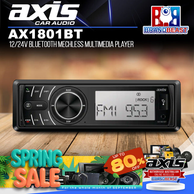 Axis AX1801BT 12/24V Bluetooth Mechless Multimedia Player