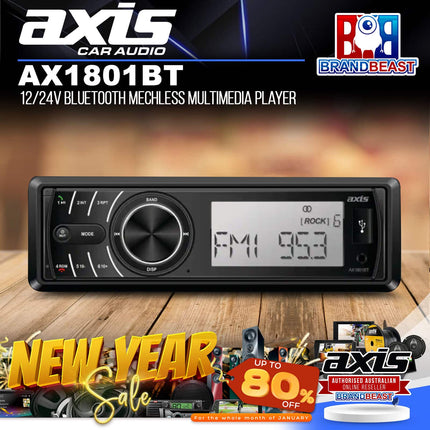 Axis AX1801BT 12/24V Bluetooth Mechless Multimedia Player