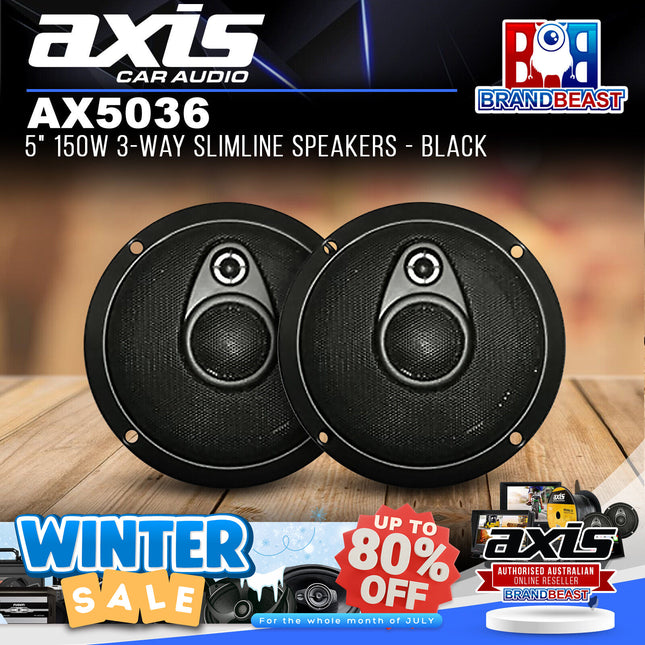Axis AX5036 150W 5" 3-Way Slimline Speakers - Black