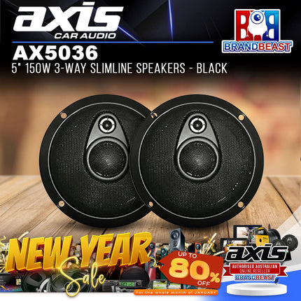 Axis AX5036 150W 5" 3-Way Slimline Speakers - Black