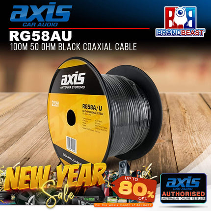 Axis RG58AU 50-Ohm Black Coaxial Cable 100M