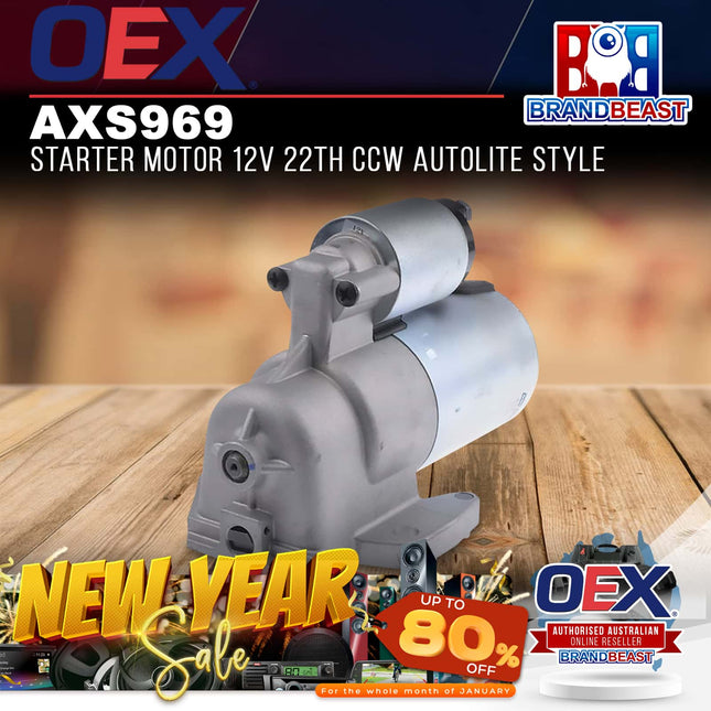 OEX AXS969 Starter Motor 12V 22Th CCW Autolite Style