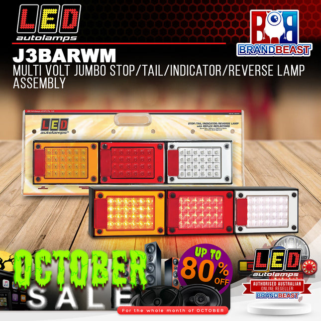 LED Autolamps J3BARWM Multi Volt Jumbo Stop/Tail/Indicator/Reverse Lamp Assembly